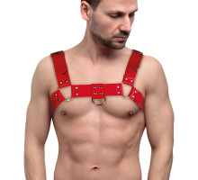 Чоловіча портупея на груди з натуральної шкіри Feral Feelings - Bulldog Harness Red