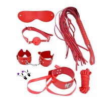 Набір MAI BDSM STARTER KIT Nº75: батіг, кляп, наручники, маска, нашийник з повідцем, мотузка, затиск
