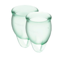 Набір менструальних чаш Satisfyer Feel Confident (light green), 15мл та 20мл, мішечок для зберігання