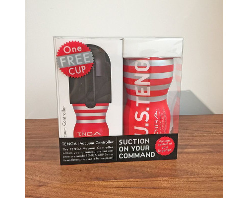 Вакуумна насадка Tenga Vacuum Controller з мастурбатором US Deep Throat Cup, єдиний, що смокче