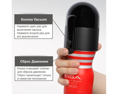 Вакуумна насадка Tenga Vacuum Controller з мастурбатором US Deep Throat Cup, єдиний, що смокче