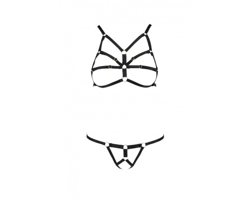 Комплект білизни зі стреп ARMANDA SET black S/M - Passion Exclusive