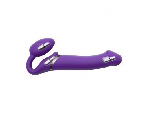 Безремневой страпон с вибрацией Strap-On-Me Vibrating Violet L, диаметр 3,7см, пульт ДУ, регулируемы