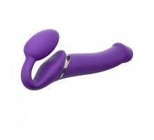 Безремневой страпон с вибрацией Strap-On-Me Vibrating Violet L, диаметр 3,7см, пульт ДУ, регулируемы