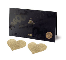 Пестіс - стикини Bijoux Indiscrets - Flash Heart Gold, наклейки на соски
