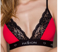 Еластичний топ з мереживом Passion PS001 TOP red-black, size L