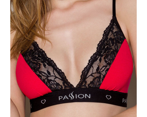 Еластичний топ з мереживом Passion PS001 TOP red-black, size L