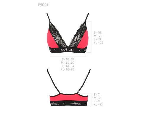 Еластичний топ з мереживом Passion PS001 TOP red-black, size L