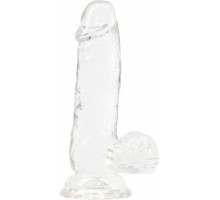 Прозорий фалоімітатор ADDICTION - Clear Dildo with Balls 6″, віброкуля в подарунок