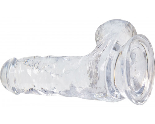 Прозорий фалоімітатор ADDICTION - Clear Dildo with Balls 6″, віброкуля в подарунок