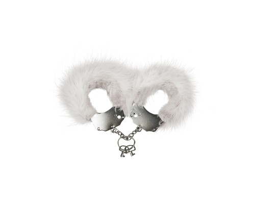 Наручники металеві Adrien Lastic Handcuffs White з білою пухнастою обробкою