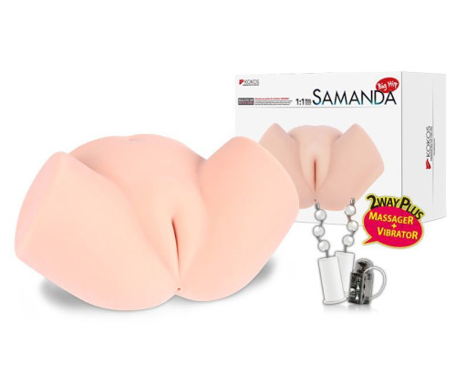 Мастурбатор полуторс Kokos Samanda Deluxe с вибрацией и массажем, два входа: вагина и попка