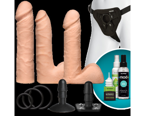 Набір для страпону Doc Johnson Vac-U-Lock Dual Density UltraSKYN Set, діаметр 3х4,5см