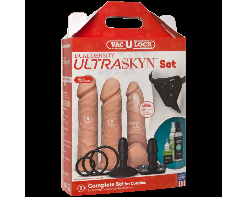 Набір для страпону Doc Johnson Vac-U-Lock Dual Density UltraSKYN Set, діаметр 3х4,5см