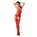 Бодистокинг Passion BS050 red, комбинезон, имитация чулок и пояса