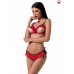 Комплект білизни CHERRY SET OpenBra red L/XL - Passion Exclusive: відкритий ліф, трусики-спідничка