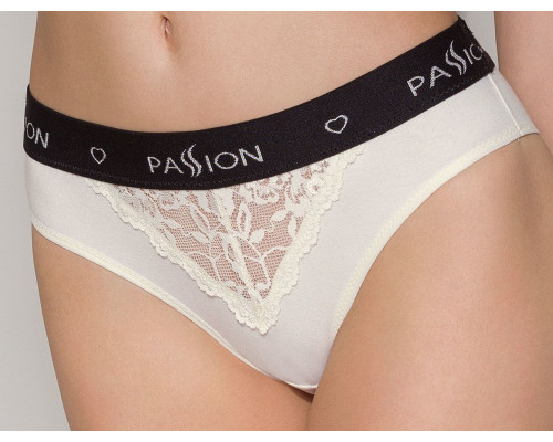 Трусики з широкою гумкою і мереживом Passion PS001 PANTIES ecru, size M
