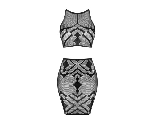 Эротичный полупрозрачный комплект Obsessive K101 top & skirt S/M/L, топ, юбка