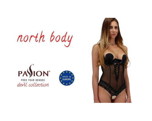 Боді з відкритими грудьми NORTH BODY black L/XL - Passion Exclusive
