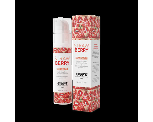 Масажна олія EXSENS Strawberry 50мл розігріває, без цукру, без парабенів, їстівна