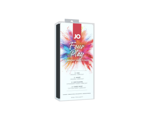 Набір змазок на водній основі System JO Four Play (8×10 мл): H2O Original, Agapé Original, H2O Straw