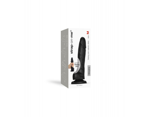 Реалістичний фалоімітатор Strap-On-Me Sliding Skin Realistic Dildo Black - M, ефект рухливої шкіри