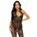 Leg Avenue Rhinestone Lace and Net Bodystocking OS Black
