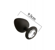 Анальна пробка з кристалом MAI Attraction Toys №49 Black, довжина 9,5 см, діаметр 4 см