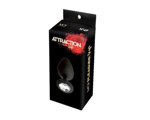 Анальна пробка з кристалом MAI Attraction Toys №49 Black, довжина 9,5 см, діаметр 4 см