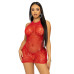 Leg Avenue Rhinestone halter mini dress OS Red