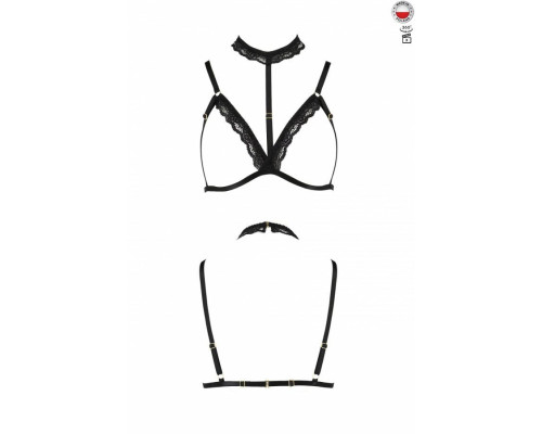 Бюстгальтер-стрепи з чокером SHELLY BRA black L/XL - Passion Exclusive