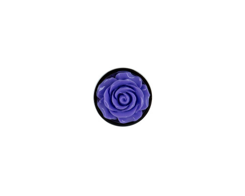 Металева анальна пробка Lux Active з трояндою - Rose Anal Plug - Purple, віброкуля в подарунок