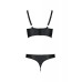 Комплект з екошкіри з люверсами та ремінцями Malwia Bikini black 4XL/5XL — Passion, бра та трусики