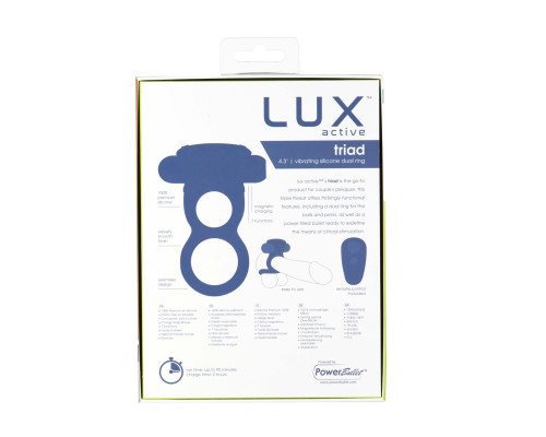 Двойное эрекционное кольцо с вибрацией Lux Active -Triad - Vibrating Dual Cock Ring, пульт ДУ