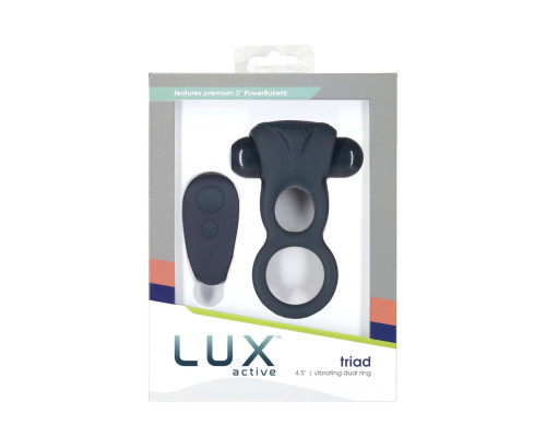 Двойное эрекционное кольцо с вибрацией Lux Active -Triad - Vibrating Dual Cock Ring, пульт ДУ