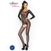 Бодистокинг Passion BS042 black, комбинезон, длинный рукав, закрытое плечо