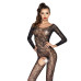 Бодистокинг Passion BS042 black, комбинезон, длинный рукав, закрытое плечо