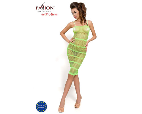 Бодістокінг Passion BS033 green, сукня-сітка на бретелях, прозора