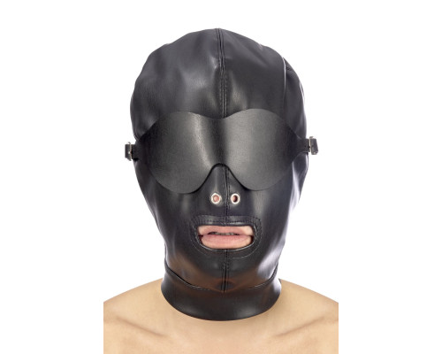 Капюшон для БДСМ зі знімною маскою Fetish Tentation BDSM hood in leatherette with removable mask