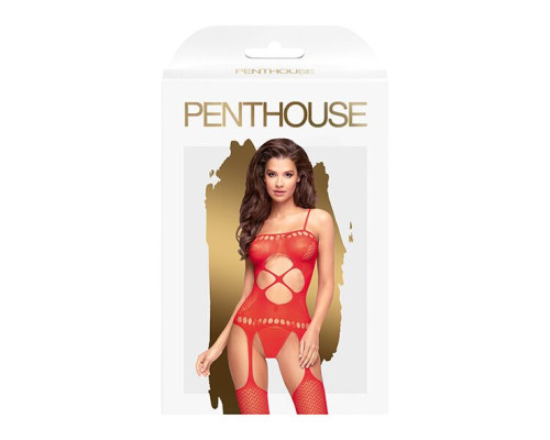 Бодистокинг с вырезом на животике Penthouse - Hot Nightfall Red XL