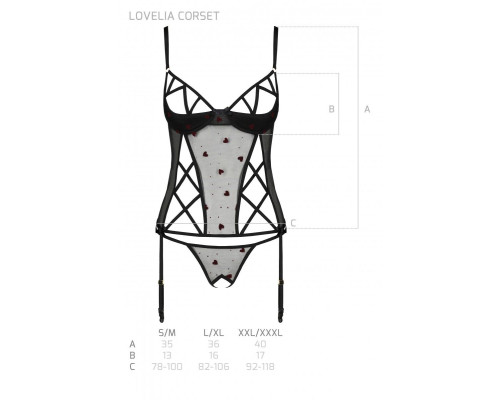 Корсет з підв'язками + стрінги LOVELIA CORSET black L/XL - Passion