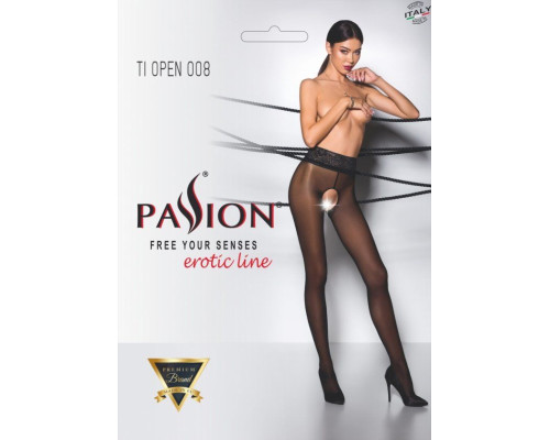 Еротичні колготки TIOPEN 008 nero 1/2 (30 den) – Passion, з вирізом