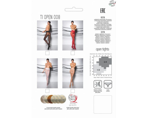 Еротичні колготки TIOPEN 008 nero 1/2 (30 den) – Passion, з вирізом