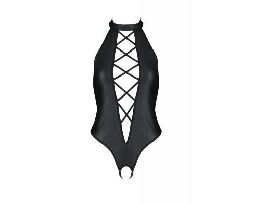 Боді з еко-шкіри з імітацією шнурівки та відкритим доступом Nancy Body black 6XL/7XL - Passion
