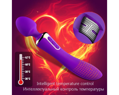Вібромасажер 2-в-1 Leten AV Heat Purple з підігрівом, класичний вібромасажер і вібратор