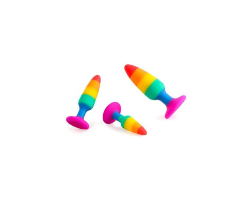 Анальна пробка Wooomy Hiperloo Silicone Rainbow Plug M