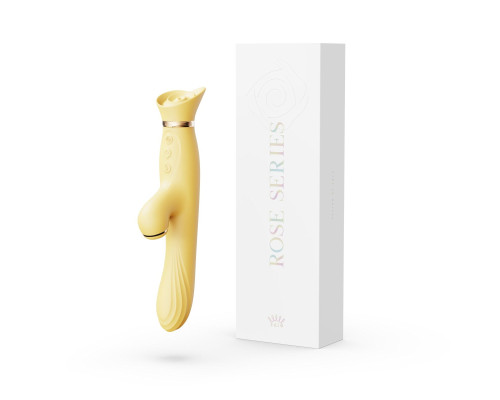 Вібратор-кролик з підігрівом і вакуумною стимуляцією ZALO ROSE RABBIT YELLOW