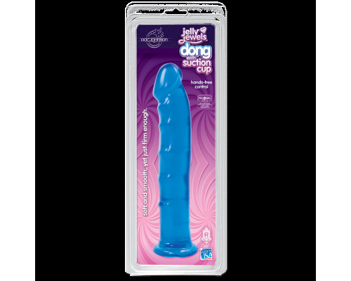 Фалоімітатор Doc Johnson Jelly Jewels Dong & Suction Cup Blue, діаметр 3,6 см, антибактеріальний ПВХ