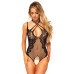 Leg Avenue Net and lace crotchless teddy Black O/S
