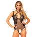 Leg Avenue Net and lace crotchless teddy Black O/S